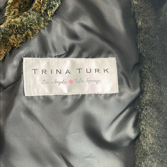 Trina Turk Faux Fur Vest in Olive and Black | 0 - Picture 2 of 5